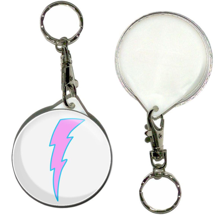 Lightning Bolt Pink - 55mm Button Badge Key Ring