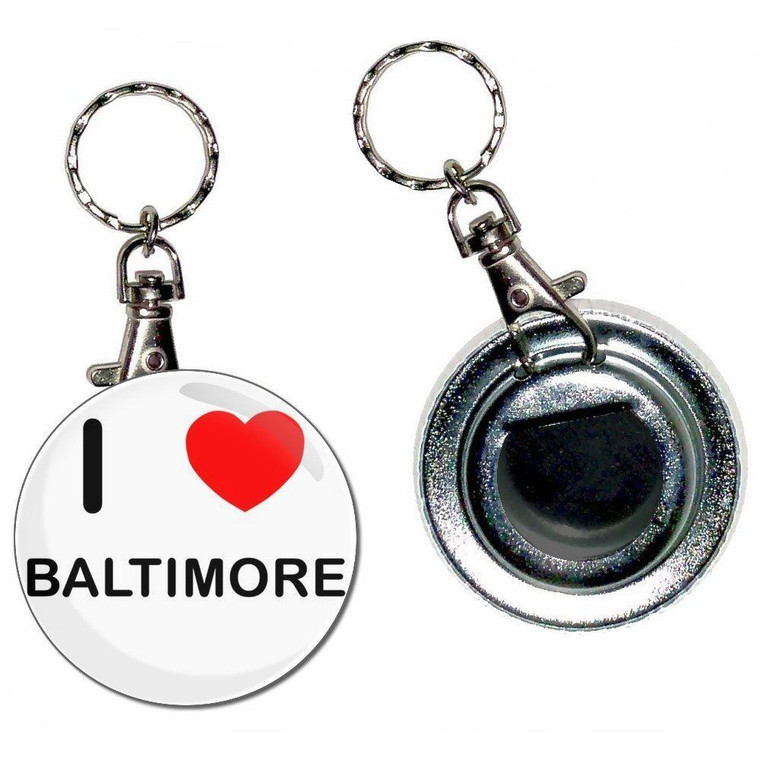 I Love Baltimore - 55mm Button Badge Bottle Opener