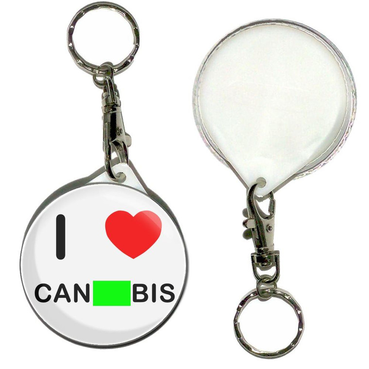 I Love Cannabis - 55mm Button Badge Key Ring