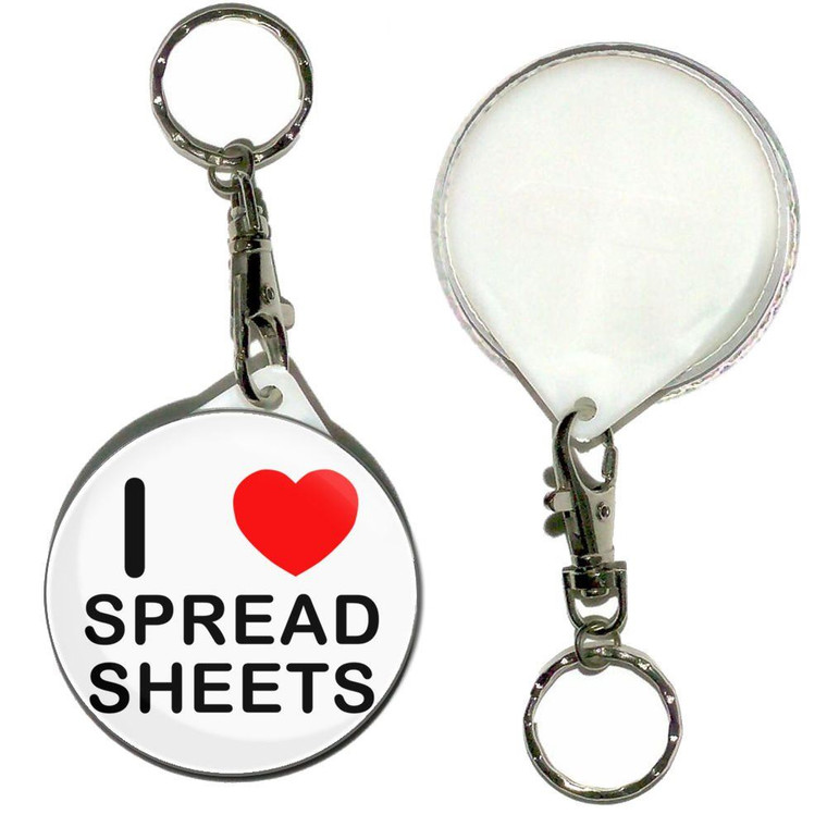 I Love Spreadsheets - 55mm Button Badge Key Ring