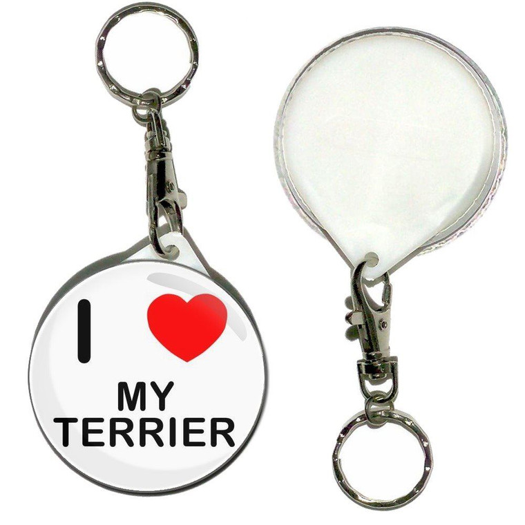 I Love My Terrier - 55mm Button Badge Key Ring