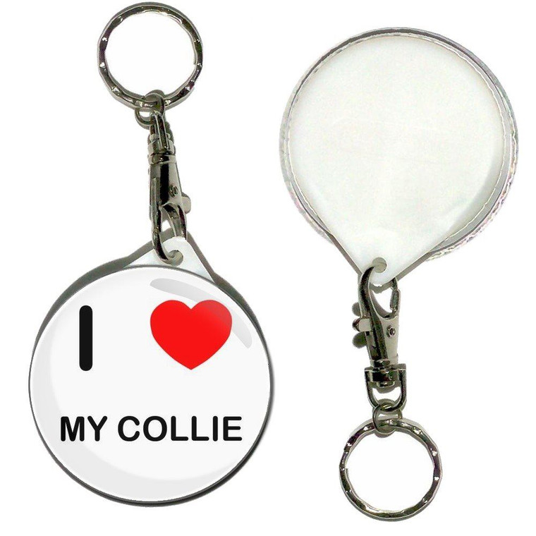 I Love My Collie - 55mm Button Badge Key Ring
