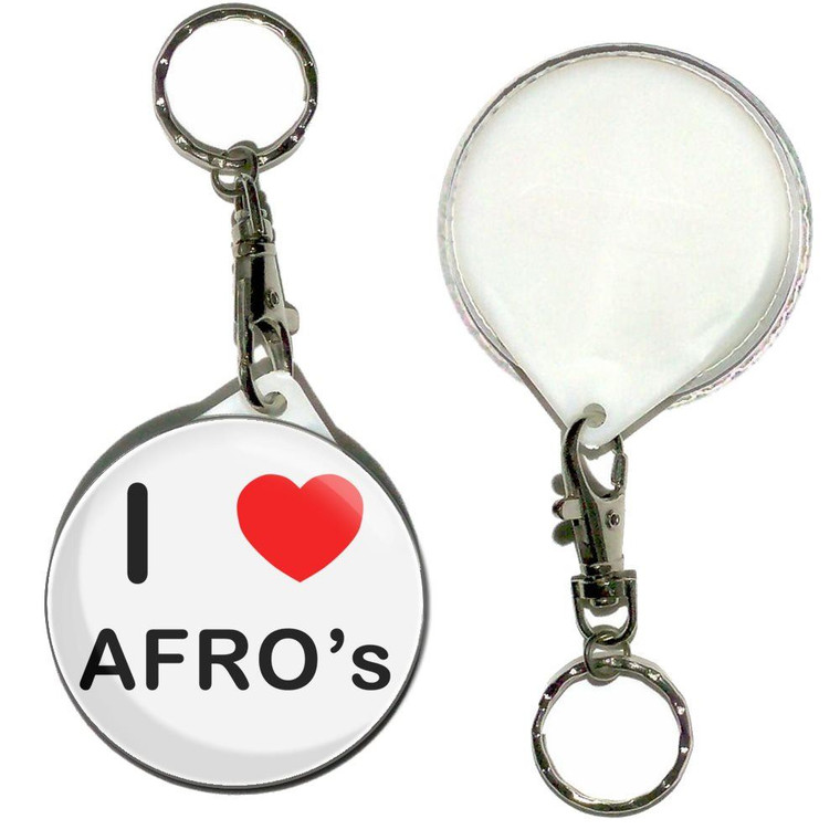 I Love Afros - 55mm Button Badge Key Ring