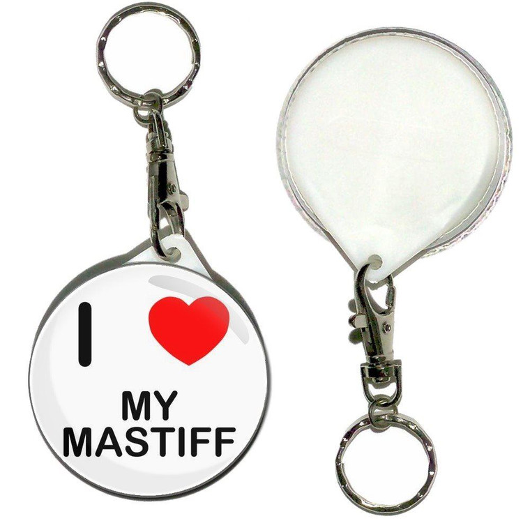I Love My Mastiff - 55mm Button Badge Key Ring