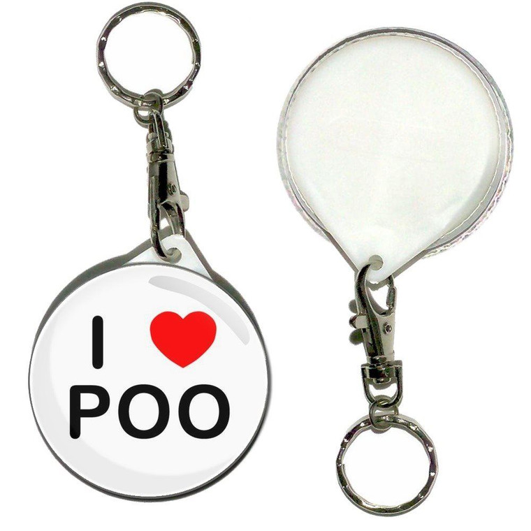 I love Poo - 55mm Button Badge Key Ring