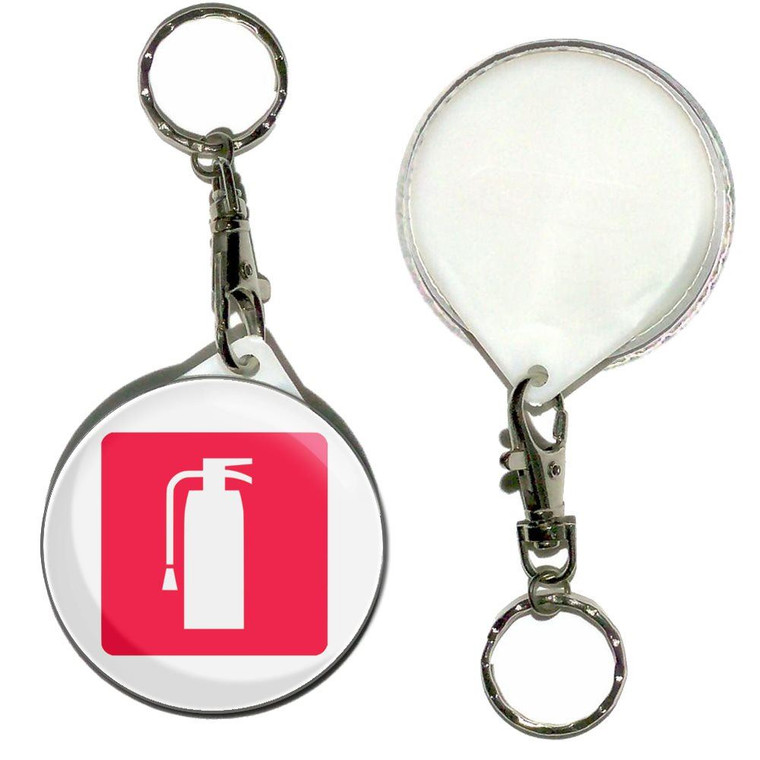 Fire Extinguisher - 55mm Button Badge Key Ring