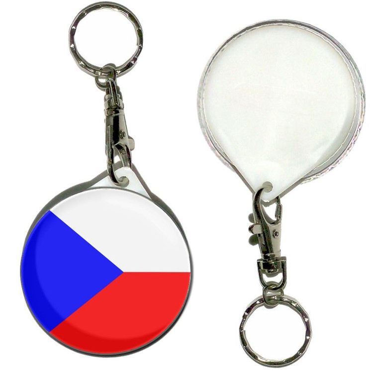 Czech Republic Flag - 55mm Button Badge Key Ring