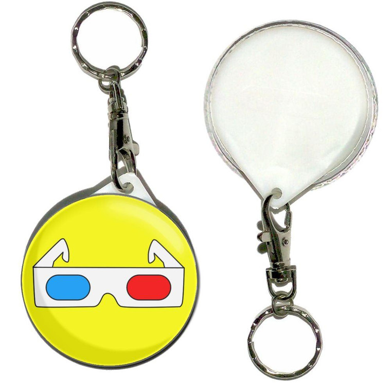 3D Glasses - 55mm Button Badge Key Ring