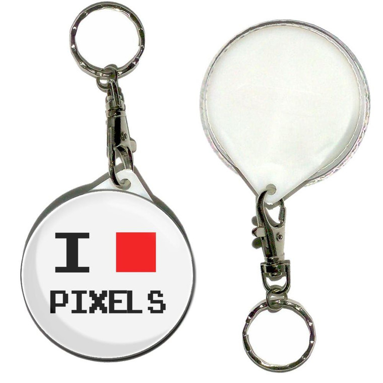 Pixel Love - 55mm Button Badge Key Ring