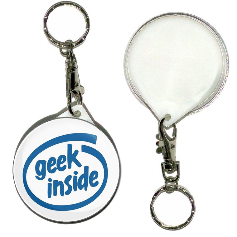 Geek Inside - 55mm Button Badge Key Ring