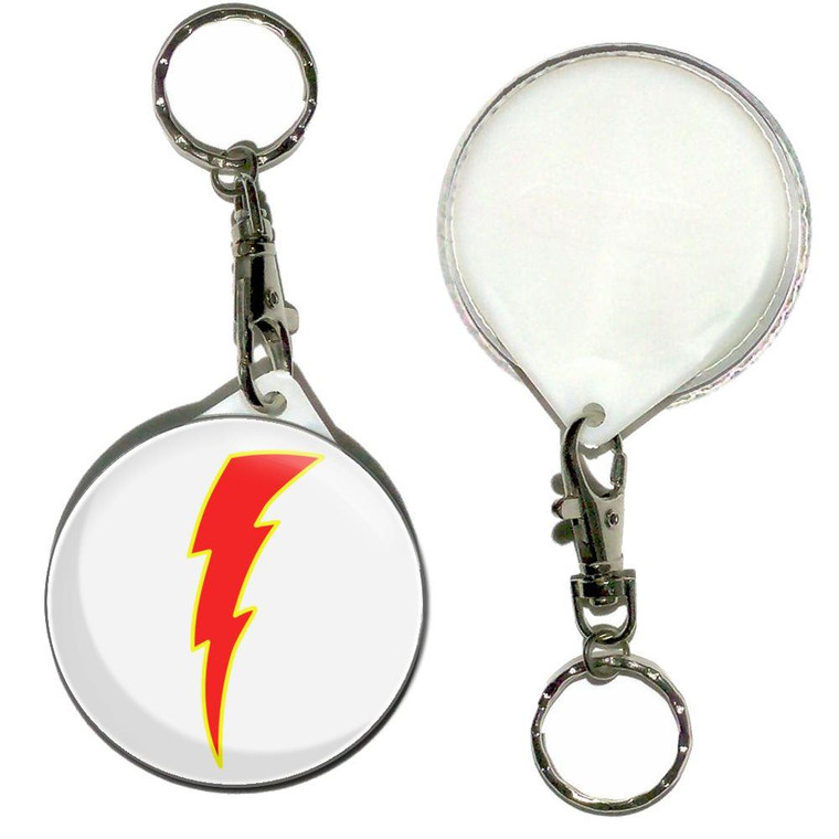 Lightning Bolt Red - 55mm Button Badge Key Ring