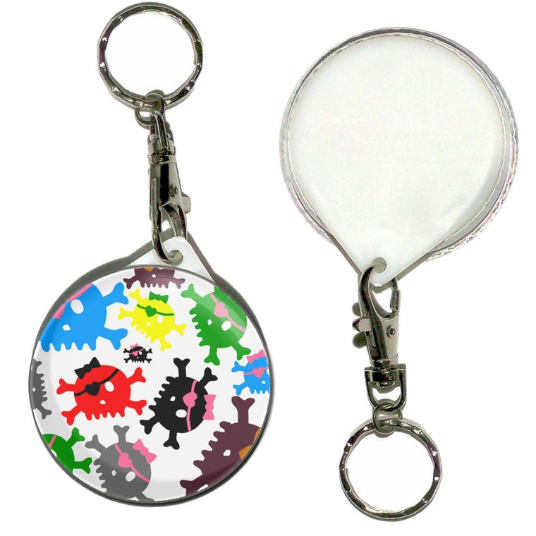 Skull Bow Pattern 3 - 55mm Button Badge Key Ring