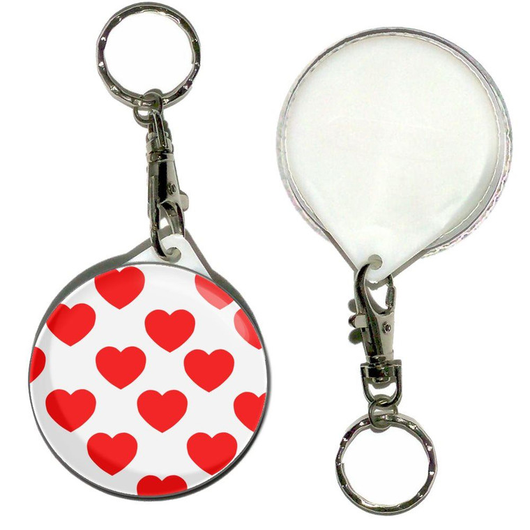 Heart Pattern - 55mm Button Badge Key Ring