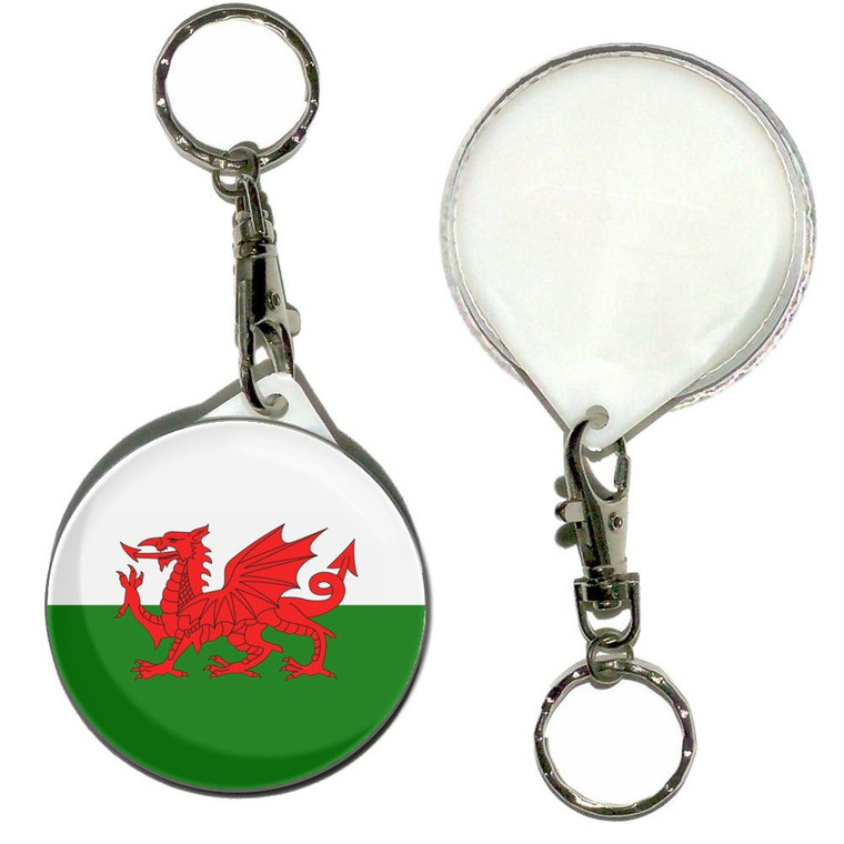 Wales Flag - 55mm Button Badge Key Ring