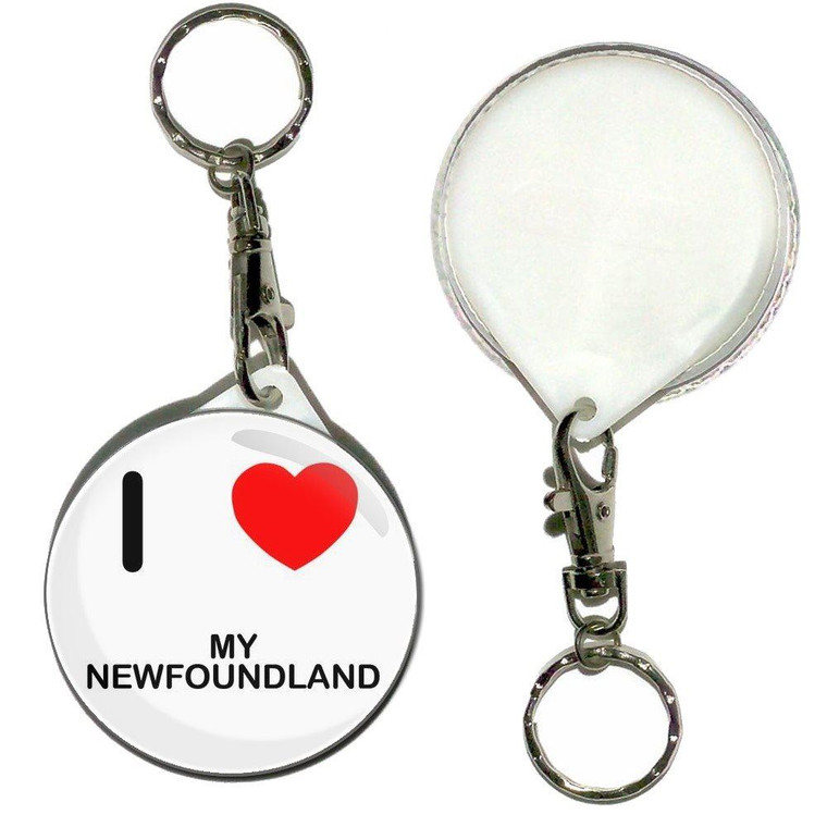 I Love My Newfoundland - 55mm Button Badge Key Ring