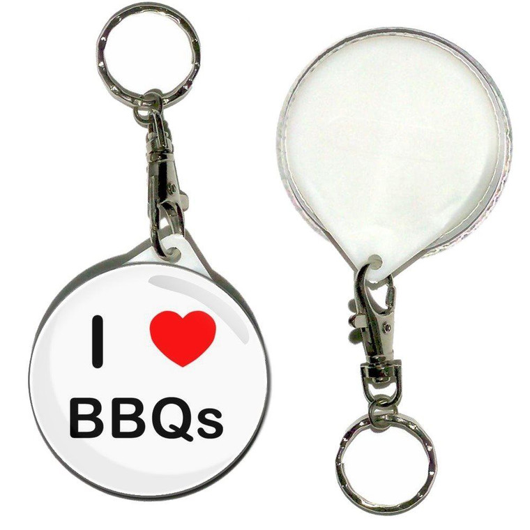 I love BBQs - 55mm Button Badge Key Ring