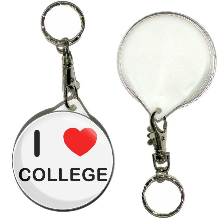 I Love College - 55mm Button Badge Key Ring
