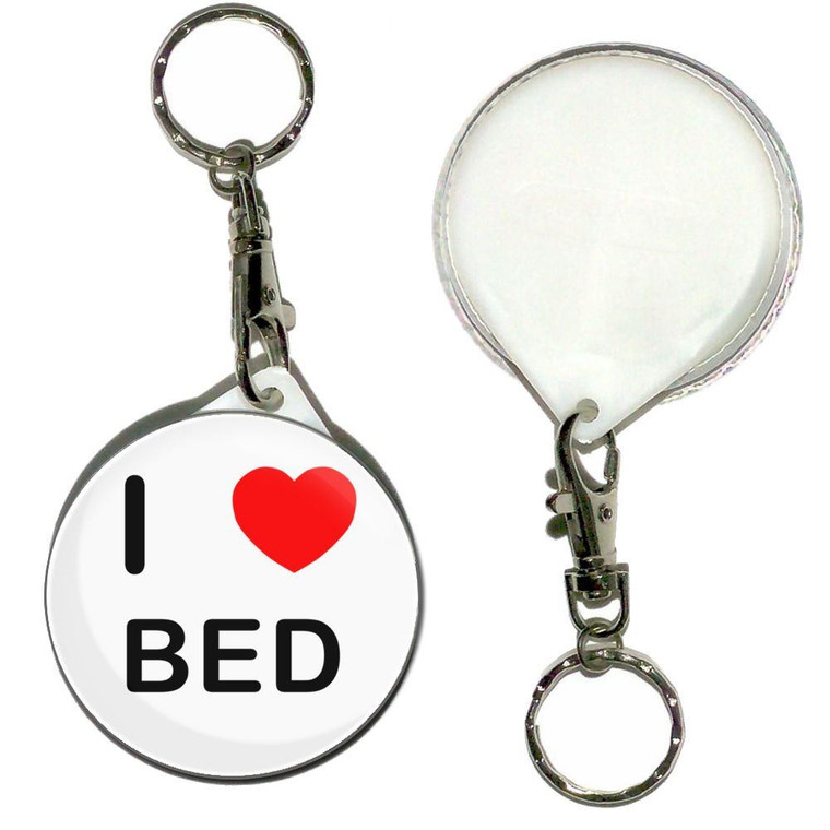 I Love Bed - 55mm Button Badge Key Ring