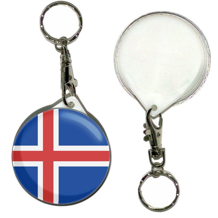 Iceland Flag - 55mm Button Badge Key Ring