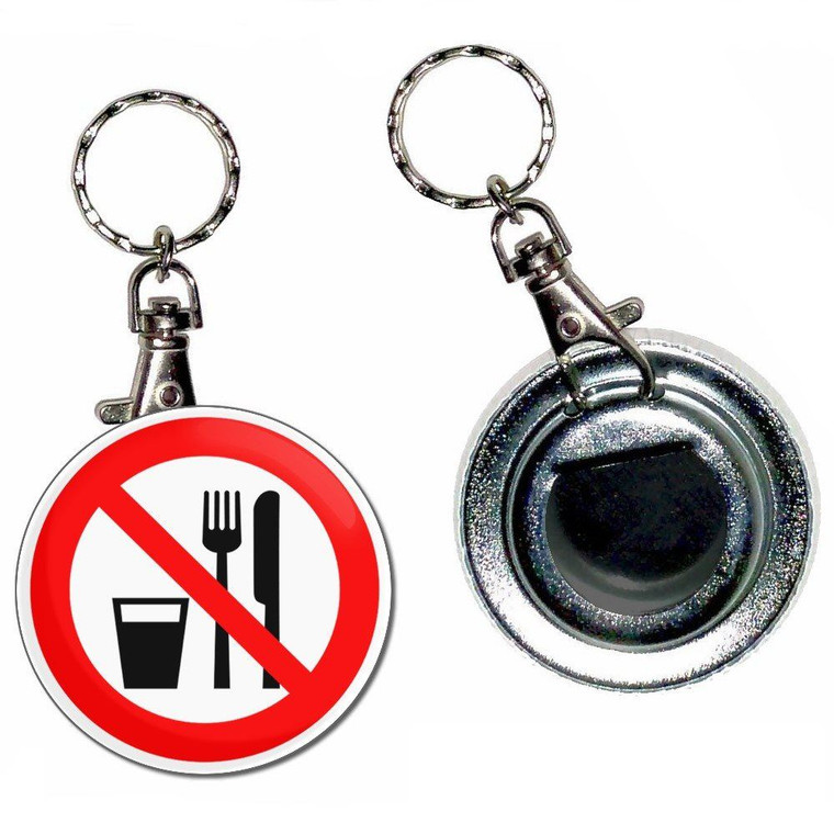 No Food or Drink - 55mm Button Badge Bottle Opener