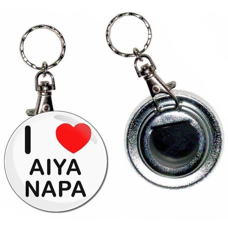 I Love Aiya Napa - 55mm Button Badge Bottle Opener