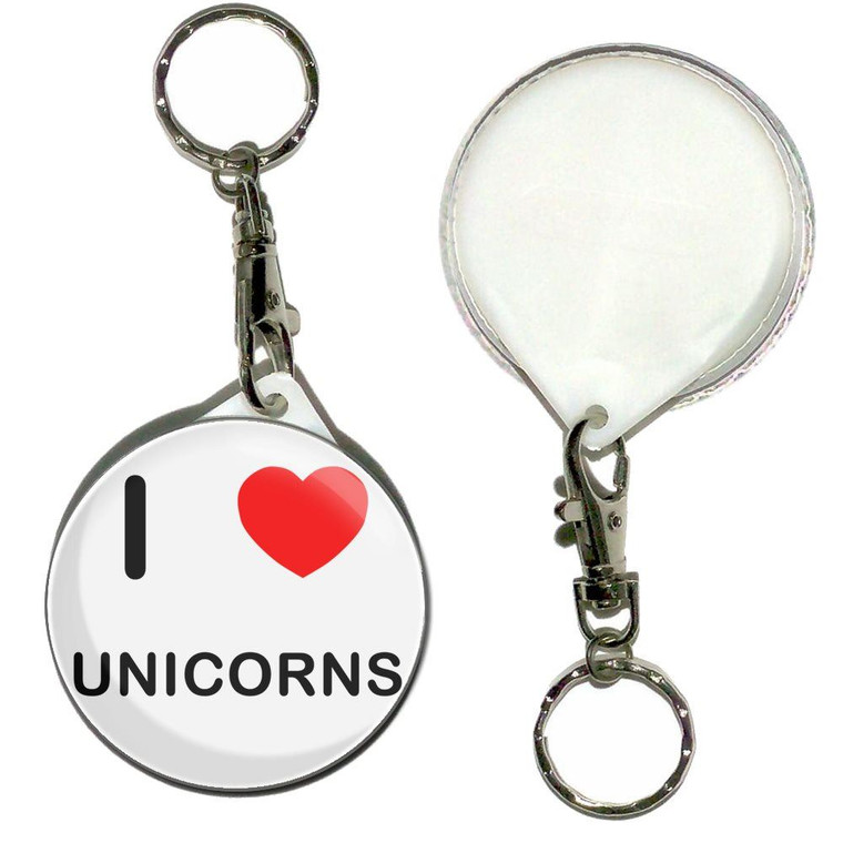 I Love Unicorns - 55mm Button Badge Key Ring