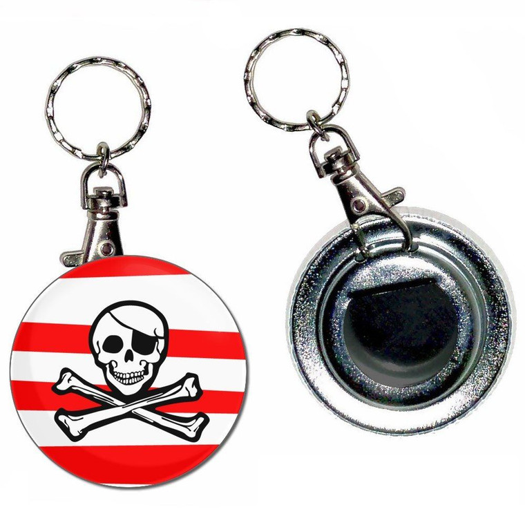 Jolly Roger Stripey - 55mm Button Badge Bottle Opener