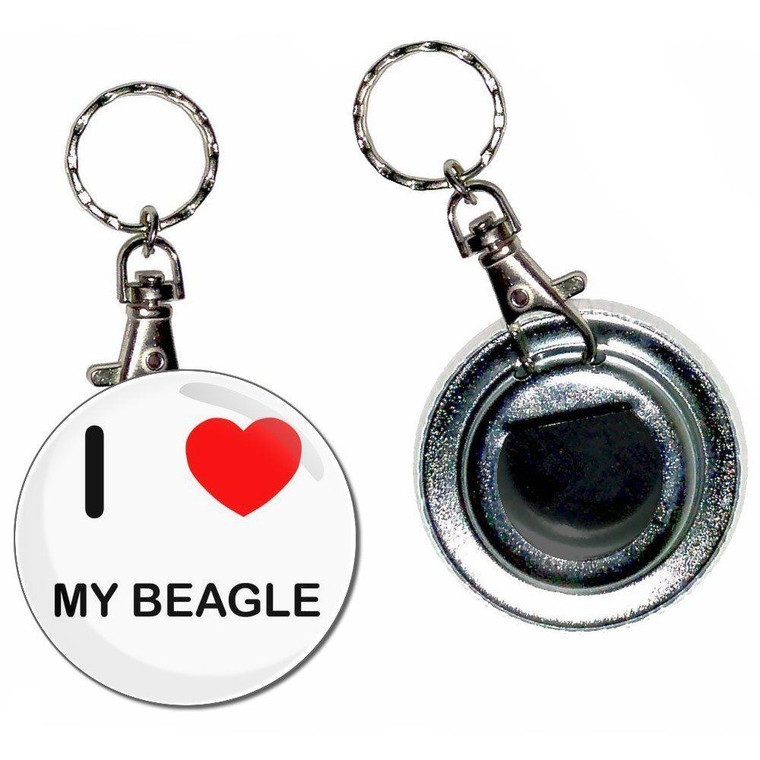I Love My Beagle - 55mm Button Badge Bottle Opener