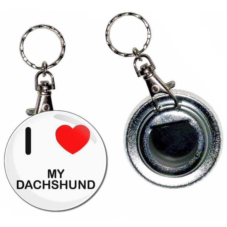 I Love My Dachshund - 55mm Button Badge Bottle Opener