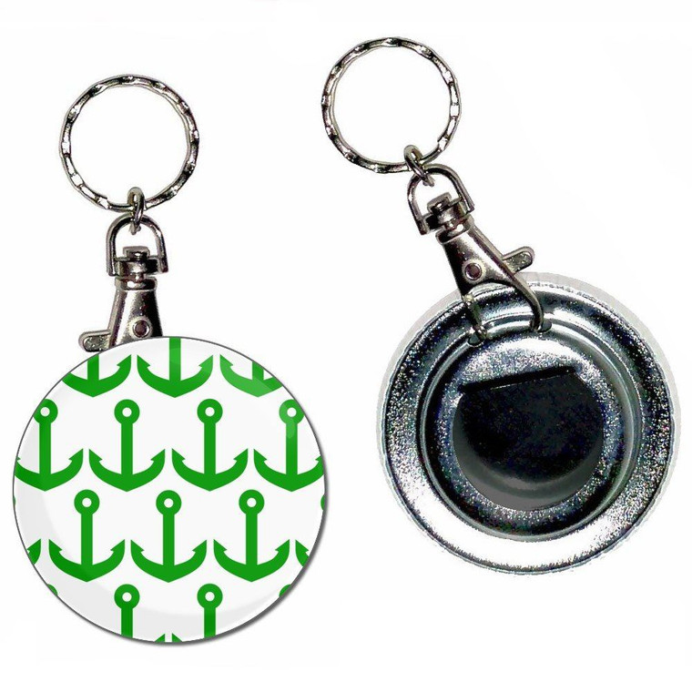 Anchor Green Pattern - 55mm Button Badge Bottle Opener