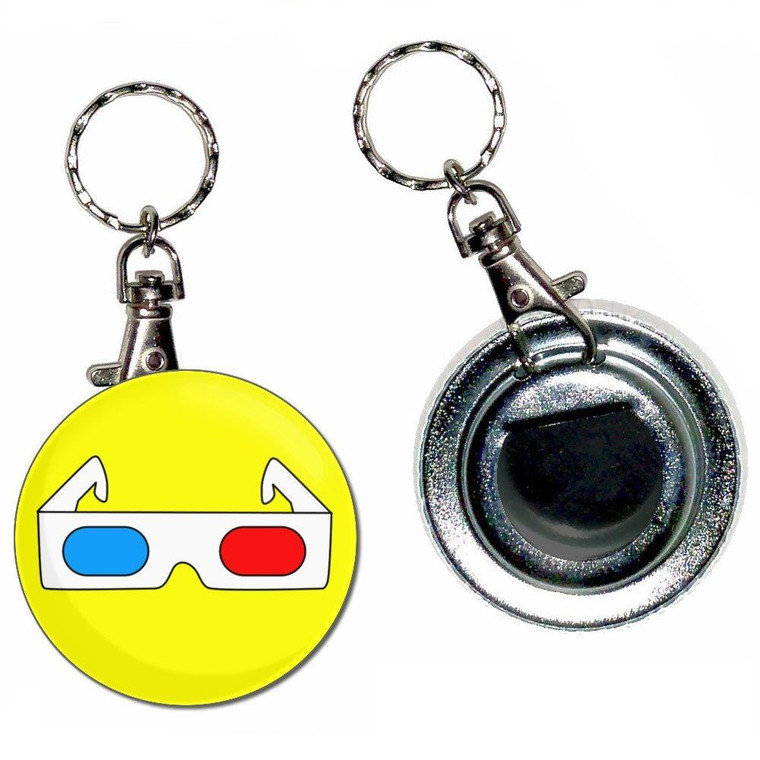 3D Glasses - 55mm Button Badge Bottle Opener