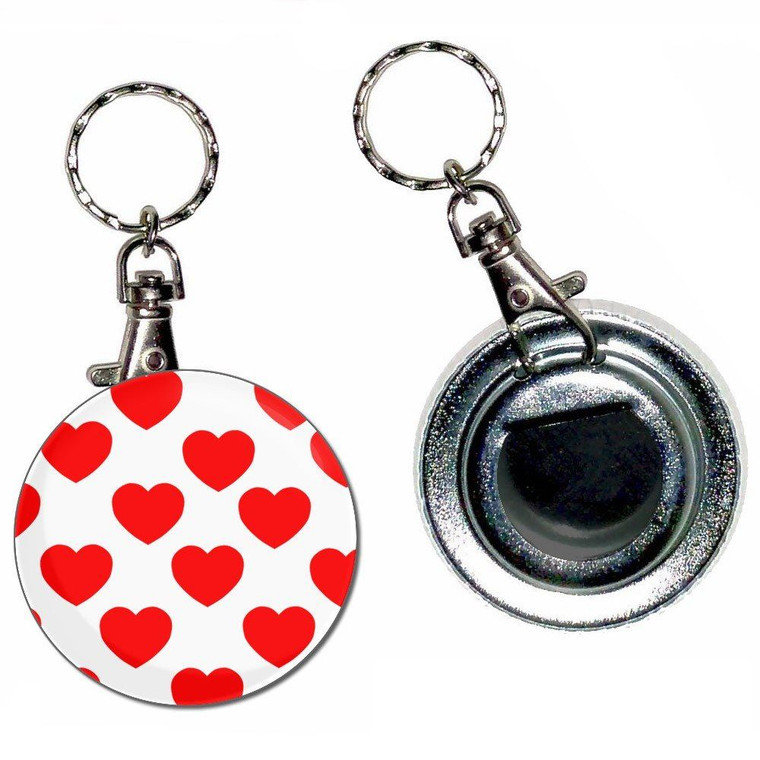 Heart Pattern - 55mm Button Badge Bottle Opener