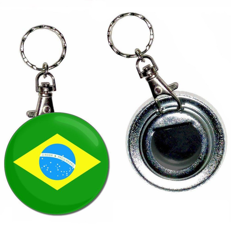 Brazil Flag - 55mm Button Badge Bottle Opener