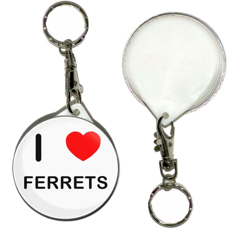 I Love Ferrets - 55mm Button Badge Key Ring