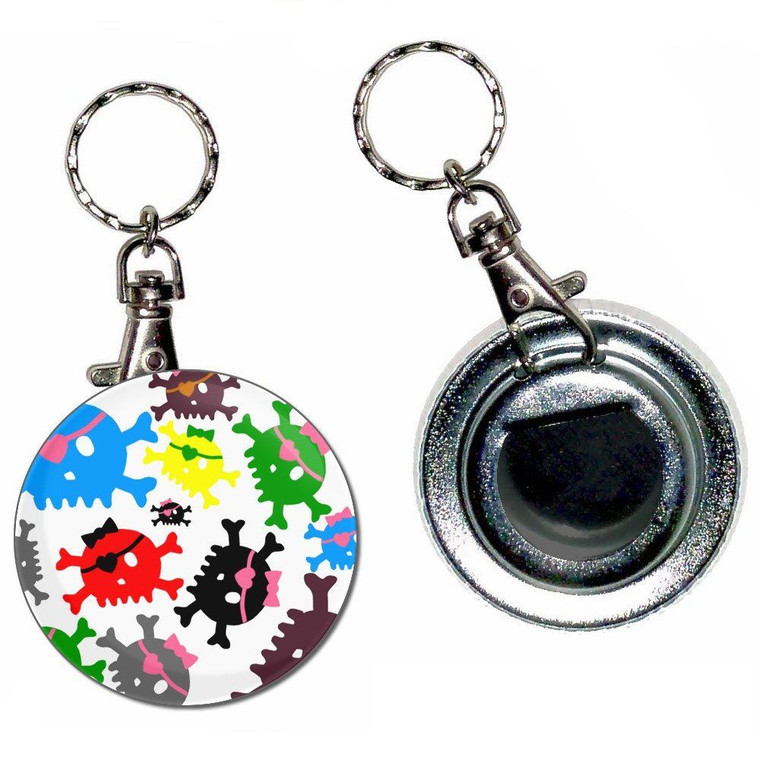 Skull Bow Pattern 3 - 55mm Button Badge Bottle Opener