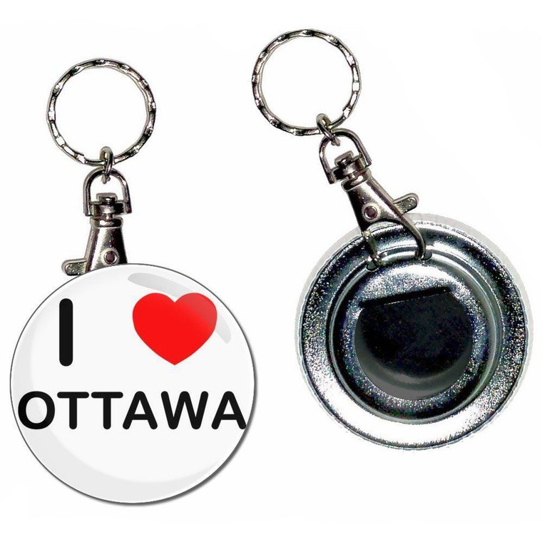I Love Ottawa - 55mm Button Badge Bottle Opener