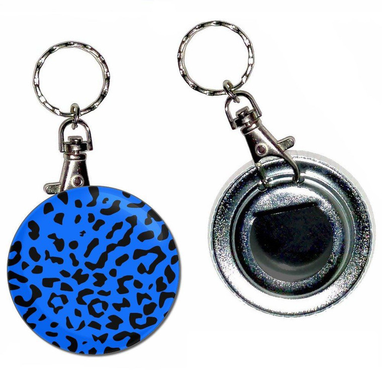 Blue Leopard Print - 55mm Button Badge Bottle Opener