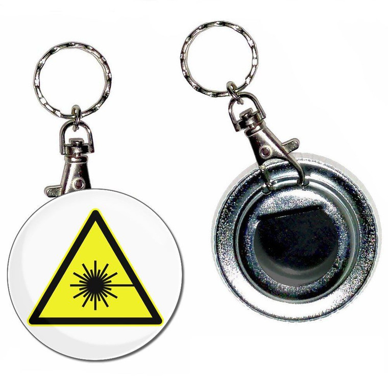 Laser Radiation - 55mm Button Badge Bottle Opener