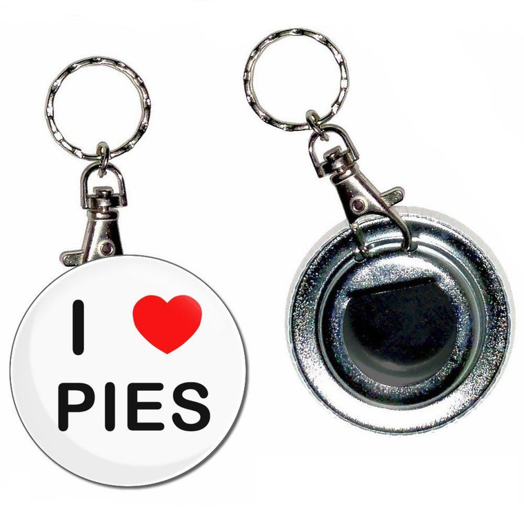 I Love Pies - 55mm Button Badge Bottle Opener