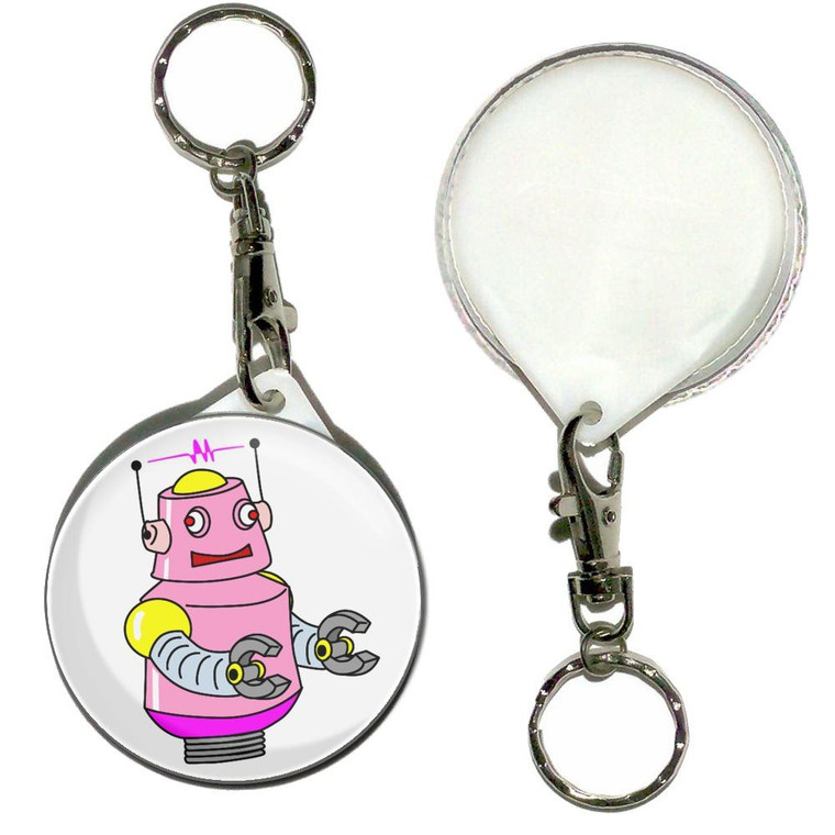 White Girl Robot - 55mm Button Badge Key Ring