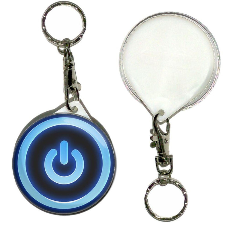 Power On/Off - 55mm Button Badge Key Ring