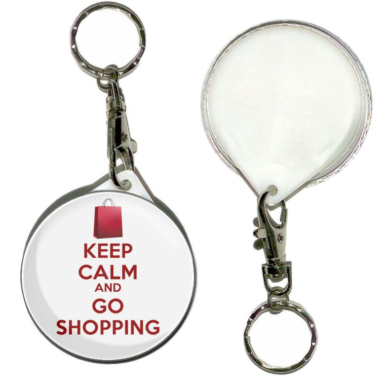 Keep Calm and Go Shopping - 55mm Button Badge Key Ring