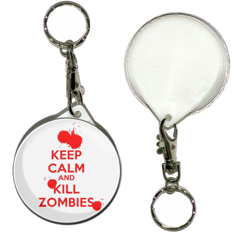 Keep Calm and Kill Zombies - 55mm Button Badge Key Ring