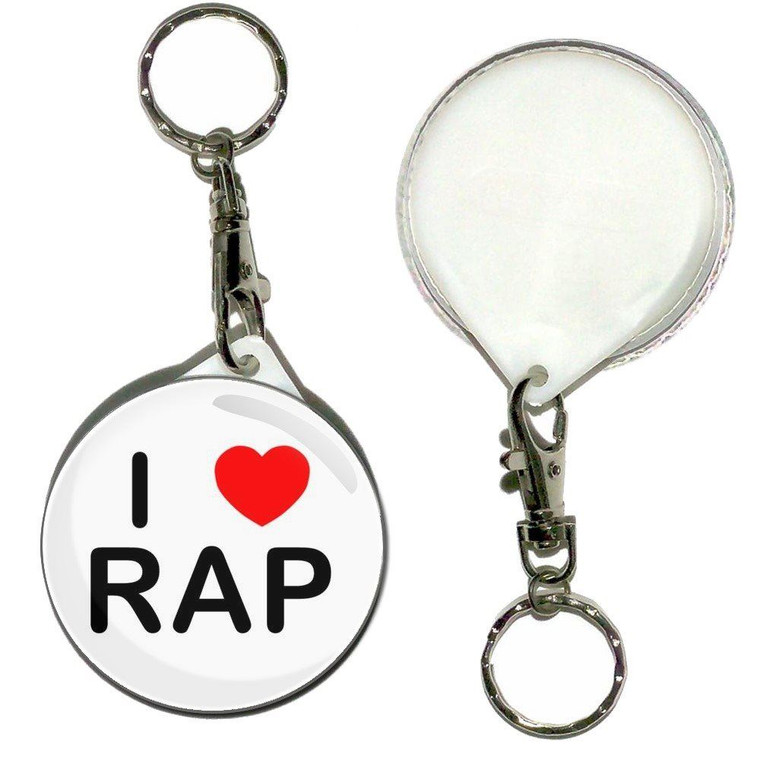 I love Rap - 55mm Button Badge Key Ring