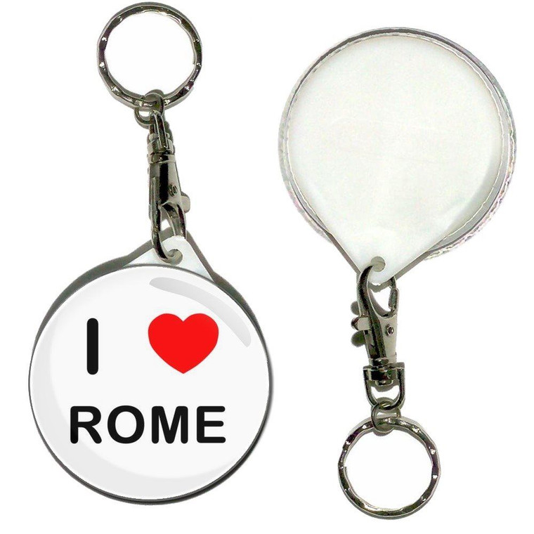 I Love Rome - 55mm Button Badge Key Ring