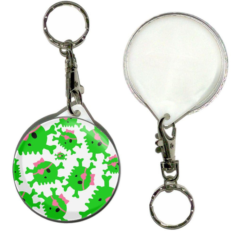 Skull Bow Pattern 2 - 55mm Button Badge Key Ring