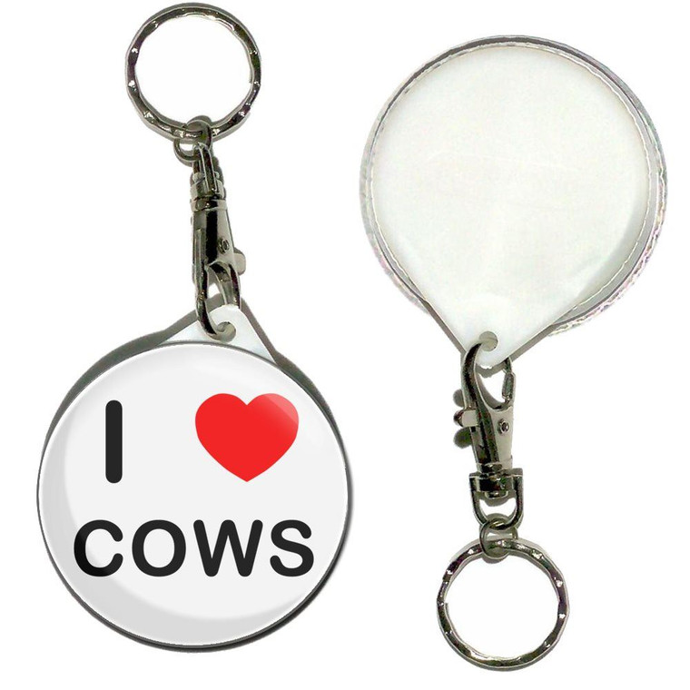 I Love Cows - 55mm Button Badge Key Ring