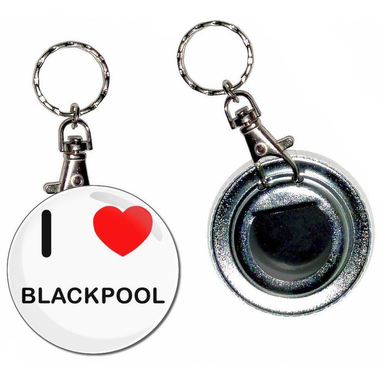 I Love Blackpool - 55mm Button Badge Bottle Opener I Love Blackpool - 55mm Button Badge Bottle Opener
