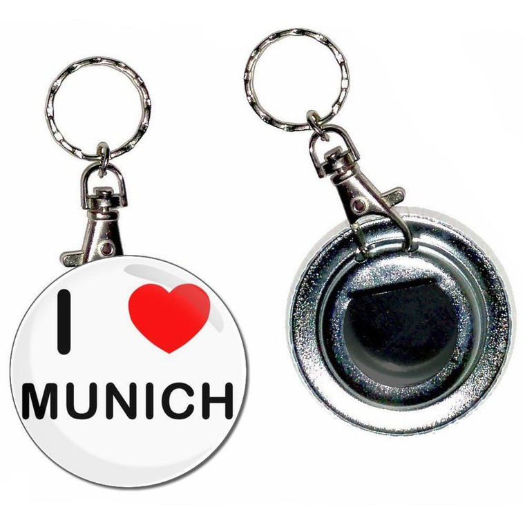 I Love Munich - 55mm Button Badge Bottle Opener