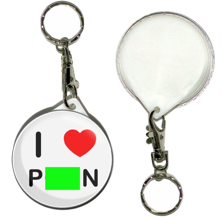 I Love Porn - 55mm Button Badge Key Ring